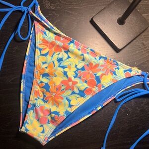 Tilly's Blue Floral Tie-Side Bikini Bottom